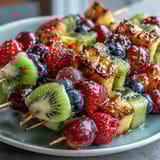 Rainbow Fruit Skewers Honey Dip