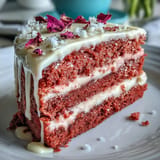 Delectable pink velvet cake, infused with rosé, perfect for celebrations.