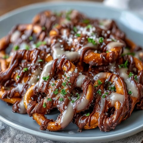 Festive St. Patricks Day shamrock pretzel bites with white chocolate and green sprinkles on a baking sheet.