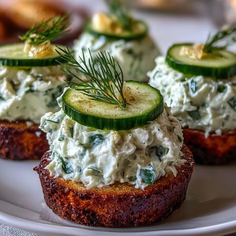 Elegant Derby Day Benedictine Cucumber Canapés with creamy spread and fresh dill garnish, perfect for Kentucky Derby parties.