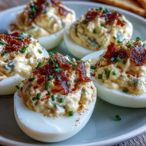 Creamy sweet pickle relish deviled eggs, topped with paprika, ready for a party.