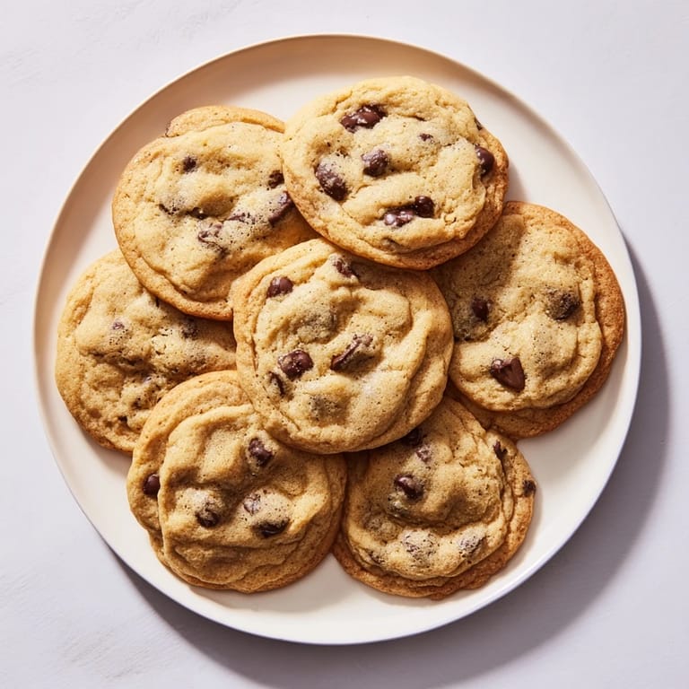 Close-up of soft Chocolate Chip Cookies, highlighting the chewy texture and generous chocolate chips on a rustic wooden table.