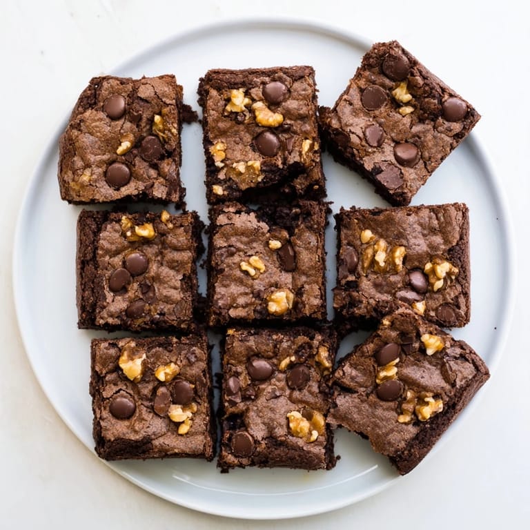A rectangular slice of brownies on a dessert plate, crumbly edges and moist center highlighted for a decadent serving suggestion.