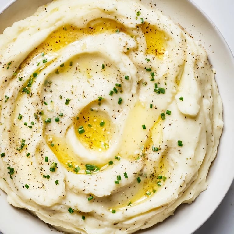 A bowl of buttery Mashed Potatoes, mashed smooth with milk and salt, ready to accompany a holiday roast or weeknight chicken.  