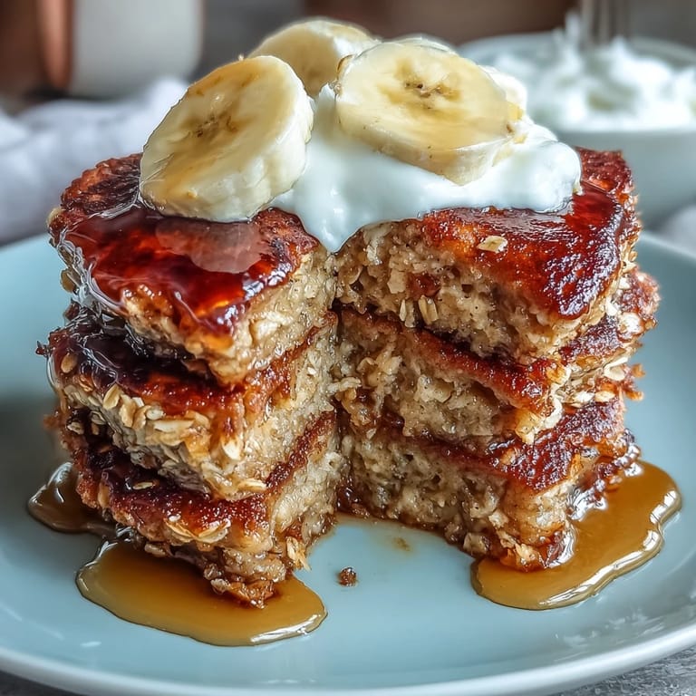 Healthy banana oat pancakes perfectly cooked, ready to enjoy with toppings.