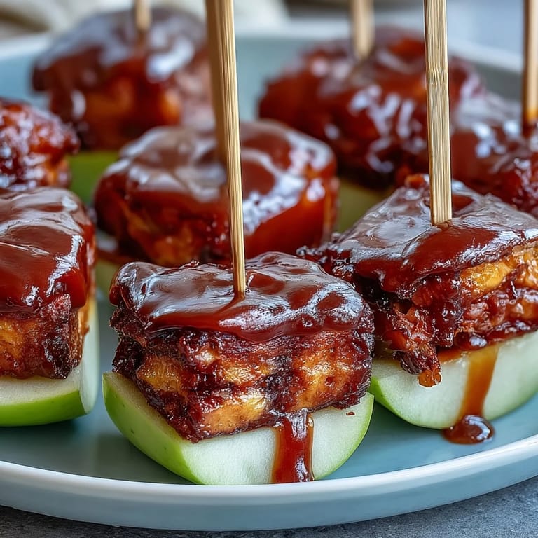 Glossy red candy-coated apple bites, a fun and easy treat for gatherings or dessert trays.