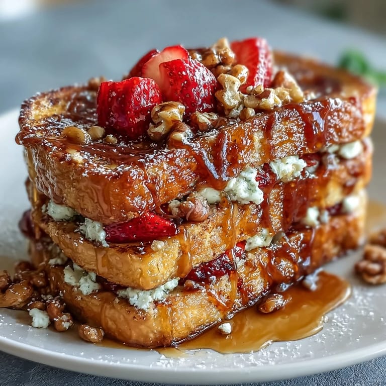 Fluffy baked French toast casserole loaded with ripe strawberries, vanilla custard, and a buttery brown sugar crumble.