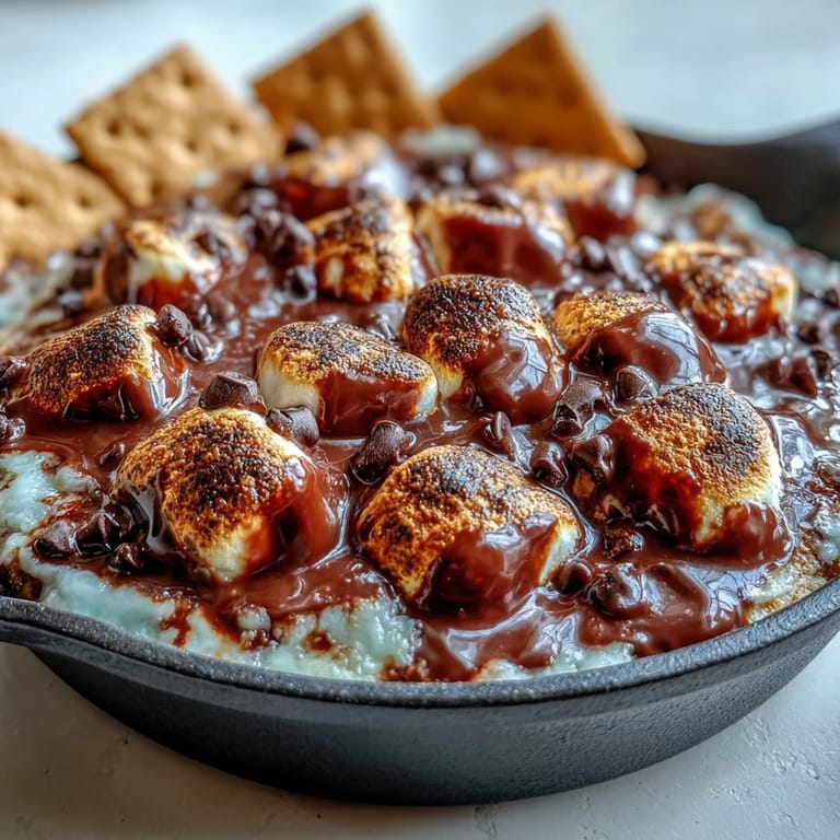 Easy 3-ingredient 4th of July S'mores Dip in cast iron, perfectly shareable dessert.
