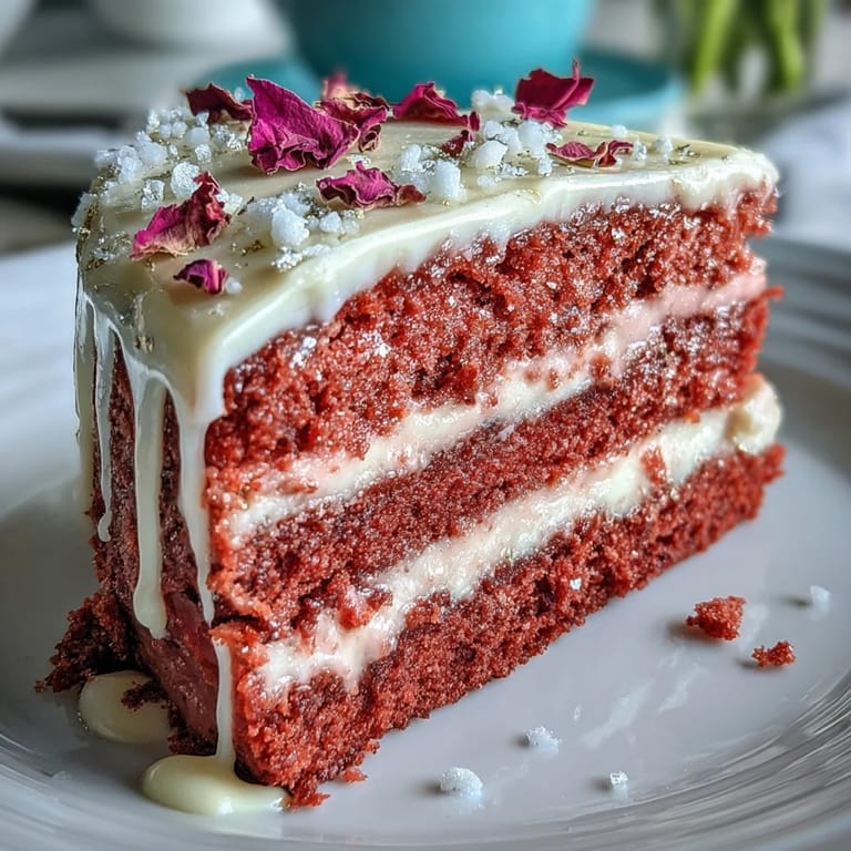 Delectable pink velvet cake, infused with rosé, perfect for celebrations.