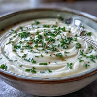 A close-up of Creamy Celery Root Bisque in a rustic bowl, topped with fresh chives.